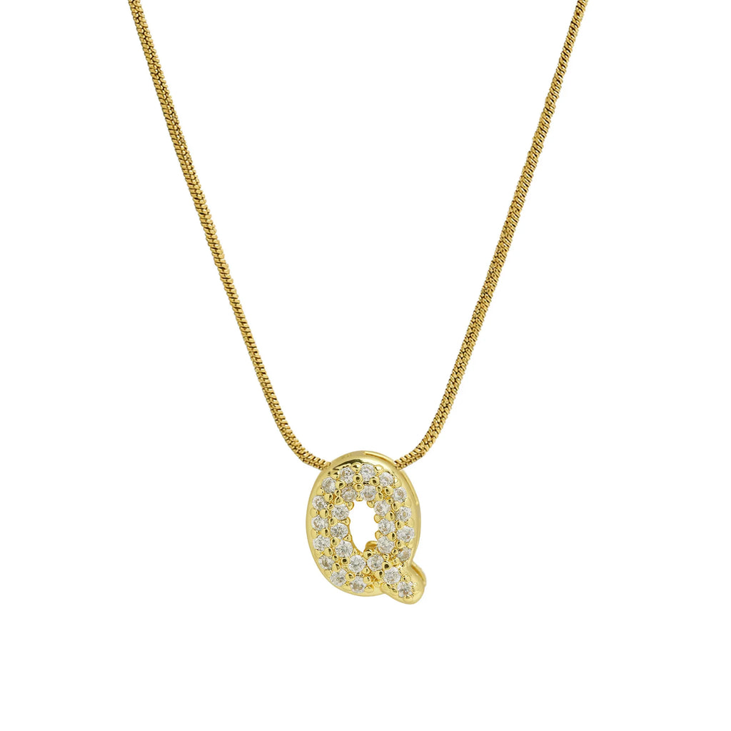 Collar con colgante de inicial con strass q