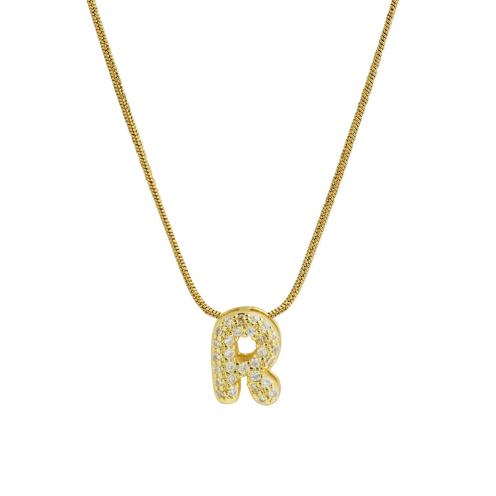 Collar con colgante de inicial con strass r