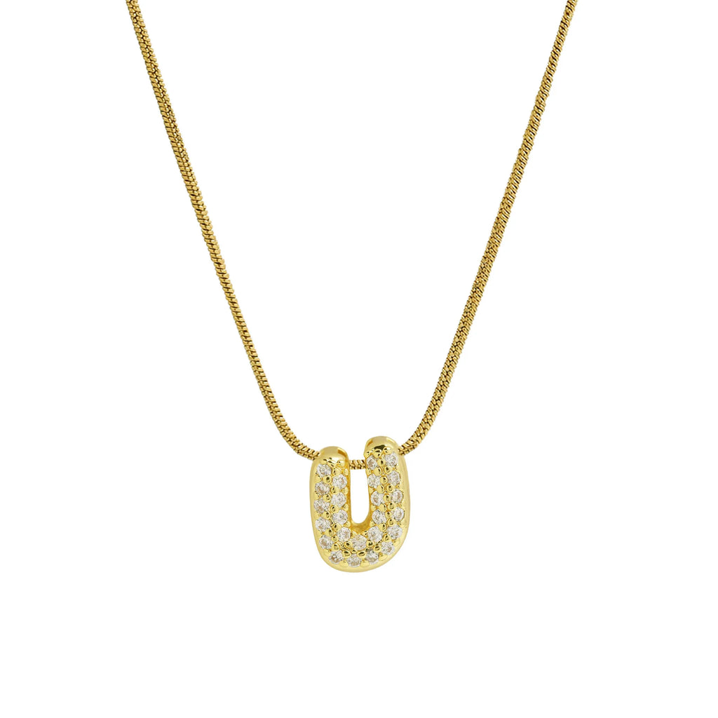 Collar con colgante de inicial con strass u