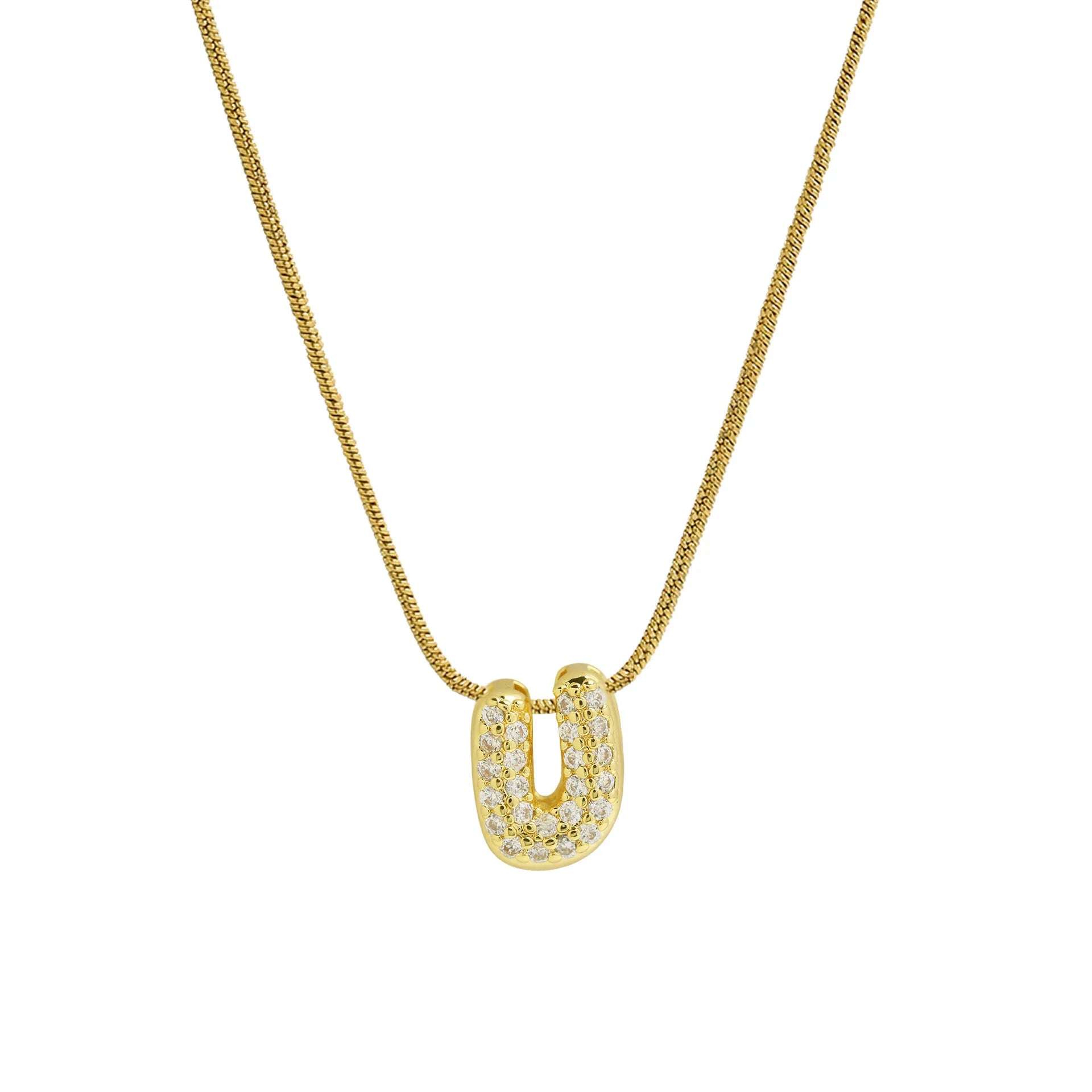 Collar con colgante de inicial con strass u
