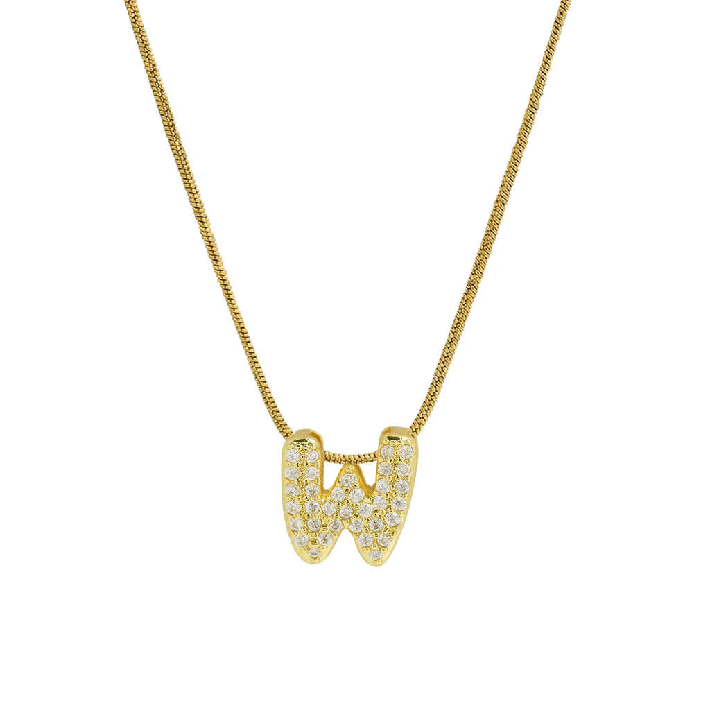 Collar con colgante de inicial con strass w