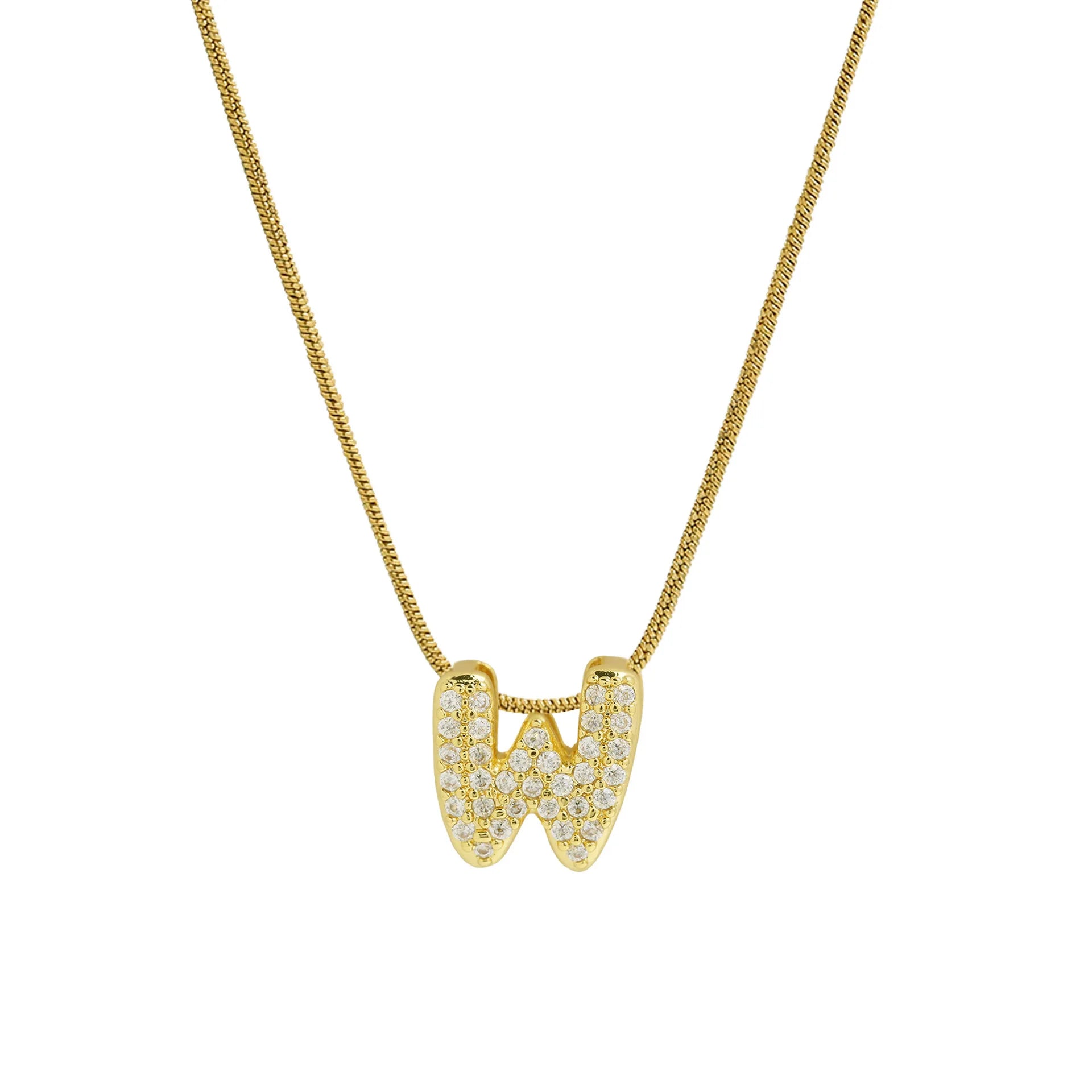 Collar con colgante de inicial con strass w