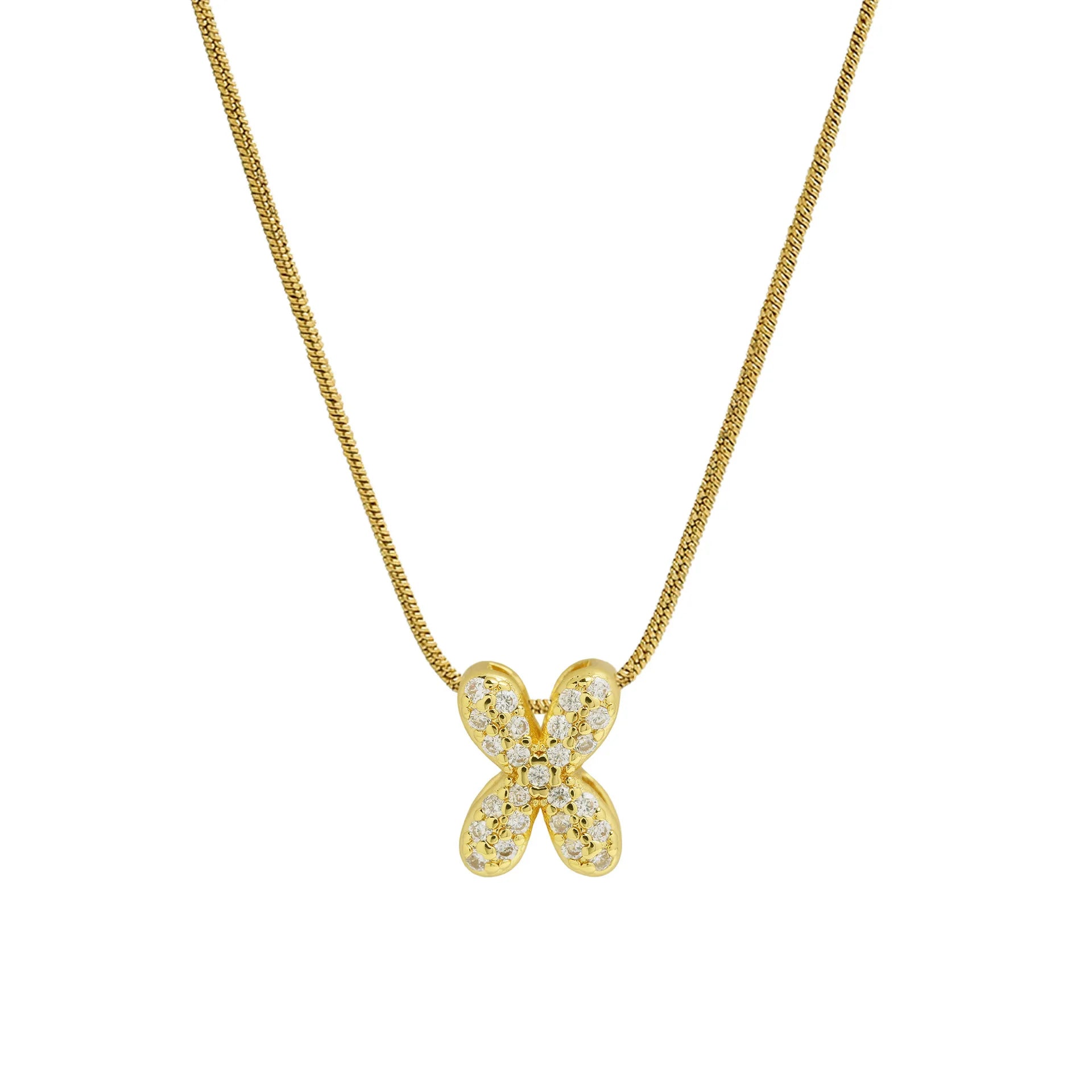 Collar con colgante de inicial con strass x