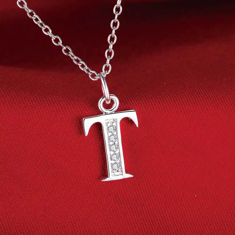 Collar largo con colgante inicial t