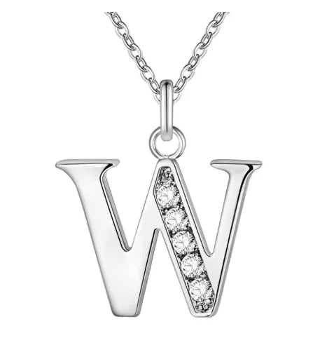 Collar largo con colgante inicial w