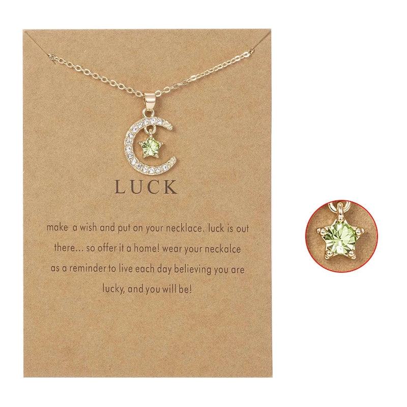 Collar con Colgante de Luna en Strass Piedra de Nacimiento