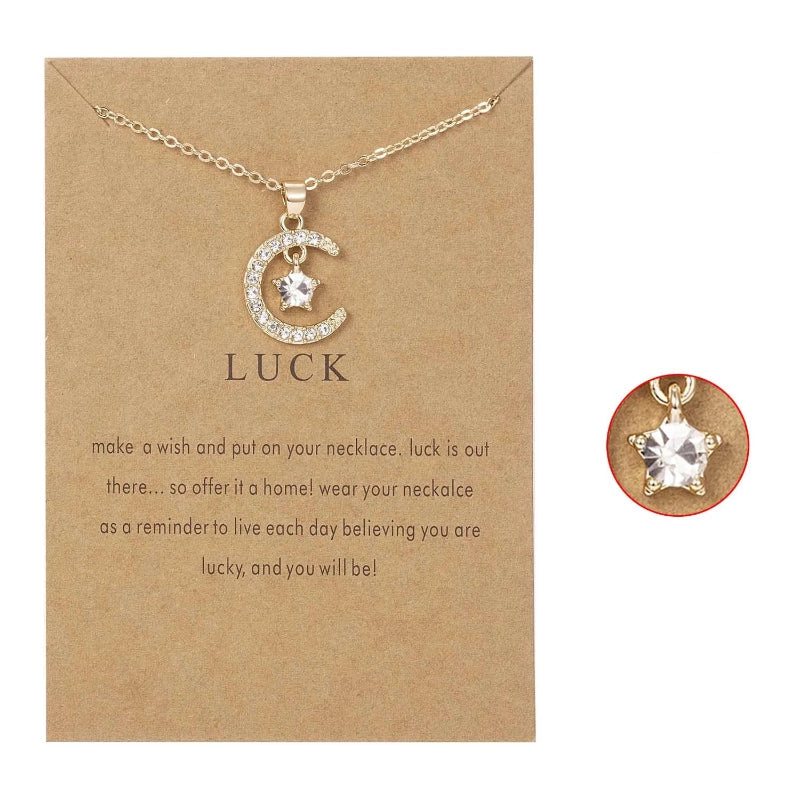 Collar con Colgante de Luna en Strass Piedra de Nacimiento