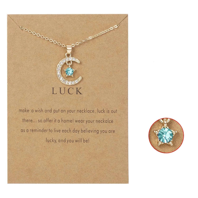 Collar con Colgante de Luna en Strass Piedra de Nacimiento