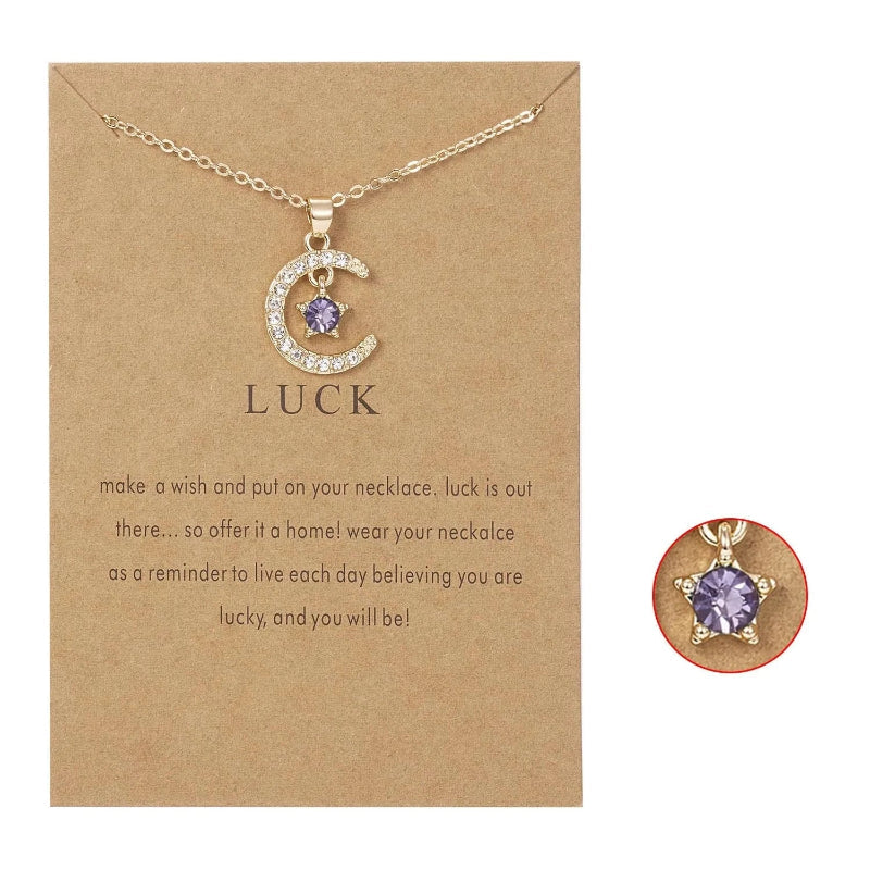 Collar con Colgante de Luna en Strass Piedra de Nacimiento