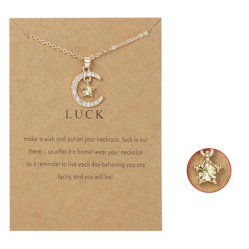 Collar con Colgante de Luna en Strass Piedra de Nacimiento