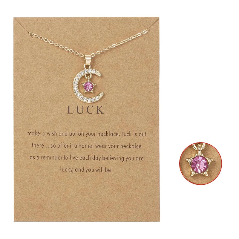 Collar con Colgante de Luna en Strass Piedra de Nacimiento