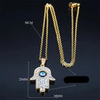 Collar largo con colgante de protección contra el mal de ojo y mano de Fatma árabe