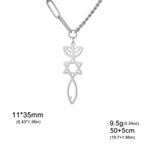 Collar con colgante de Menorá Mesiánica y la estrella de David en plata