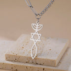 Collar con colgante de Menorá Mesiánica y la estrella de David en plata
