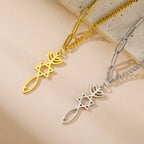 Collar con colgante de Menorá Mesiánica y la estrella de David en oro