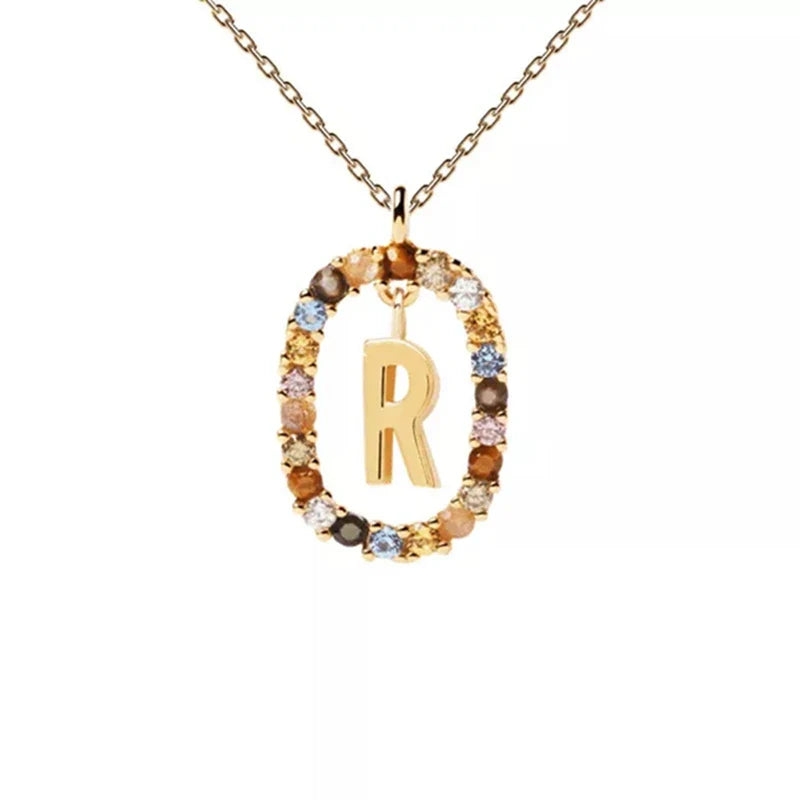 Collar con colgante ovalado inicial r