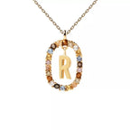 Collar con colgante ovalado inicial r