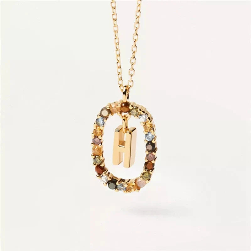 Collar con colgante ovalado inicial h