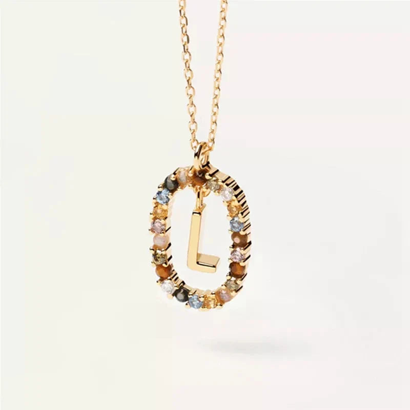 Collar con colgante ovalado inicial l