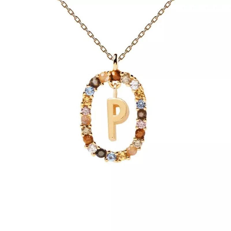 Collar con colgante ovalado inicial p