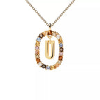 Collar con colgante ovalado inicial u
