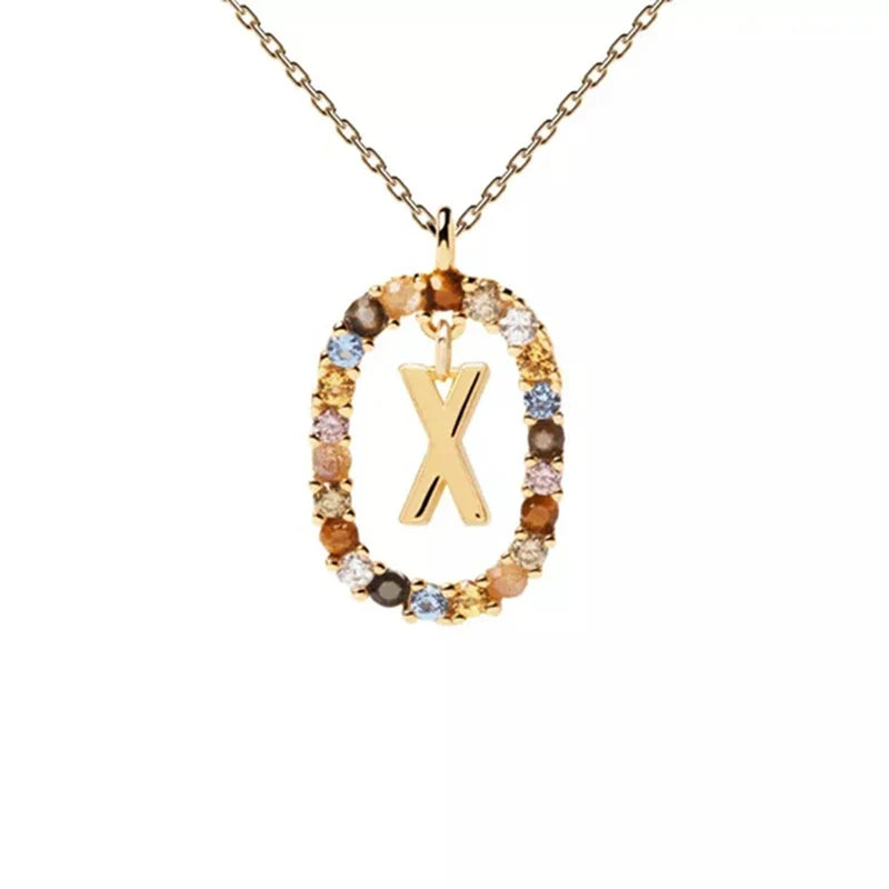 Collar con colgante ovalado inicial x