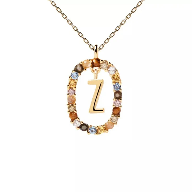 Collar con colgante ovalado inicial z