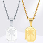Collar con colgante de palmera geométrica dorado