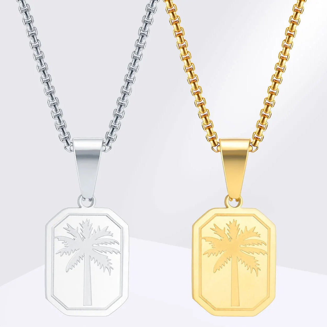 Collar con colgante de palmera geométrica dorado