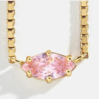 Collar con colgante de piedra de nacimiento con forma de ojo octubre