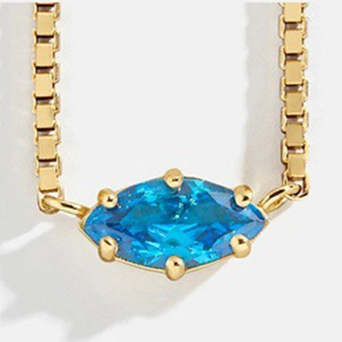 Collar con colgante de piedra de nacimiento con forma de ojo diciembre