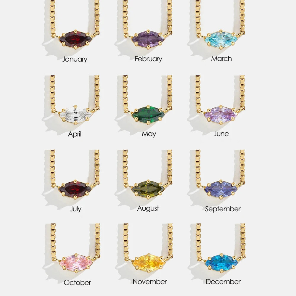 Collar con colgante de piedra de nacimiento con forma de ojo