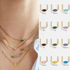 Collar con colgante de piedra de nacimiento con forma de ojo 