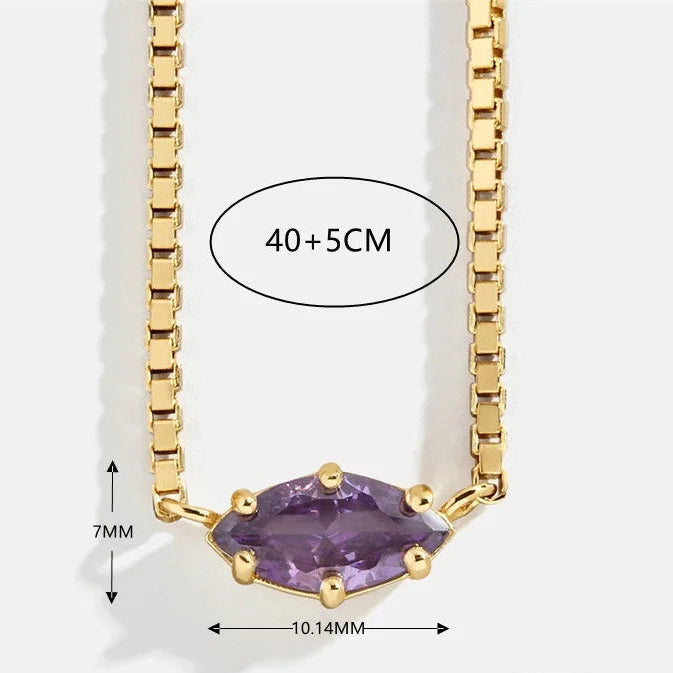 Collar con colgante de piedra de nacimiento con forma de ojo