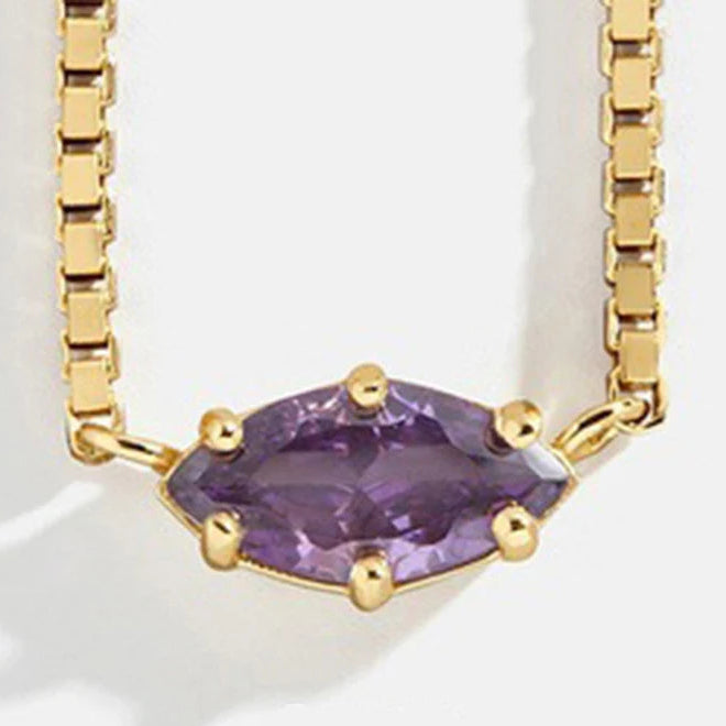 Collar con colgante de piedra de nacimiento con forma de ojo febrero
