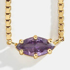 Collar con colgante de piedra de nacimiento con forma de ojo febrero