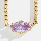 Collar con colgante de piedra de nacimiento con forma de ojo junio