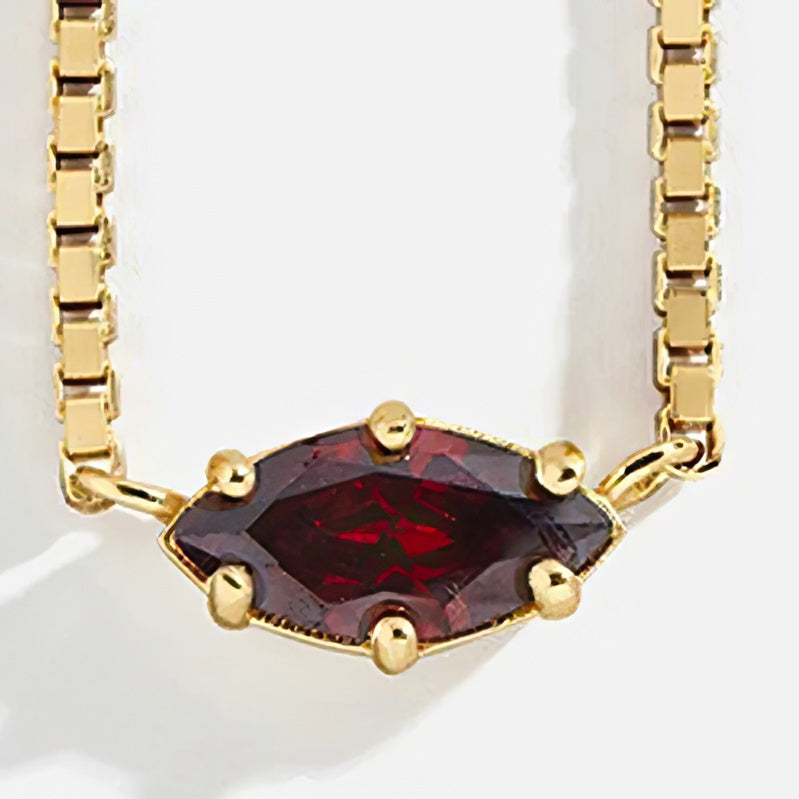 Collar con colgante de piedra de nacimiento en forma de ojo 