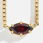Collar con colgante de piedra de nacimiento en forma de ojo 