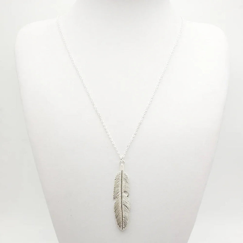 Collar con Colgante de Pluma para Hombre o Mujer plata