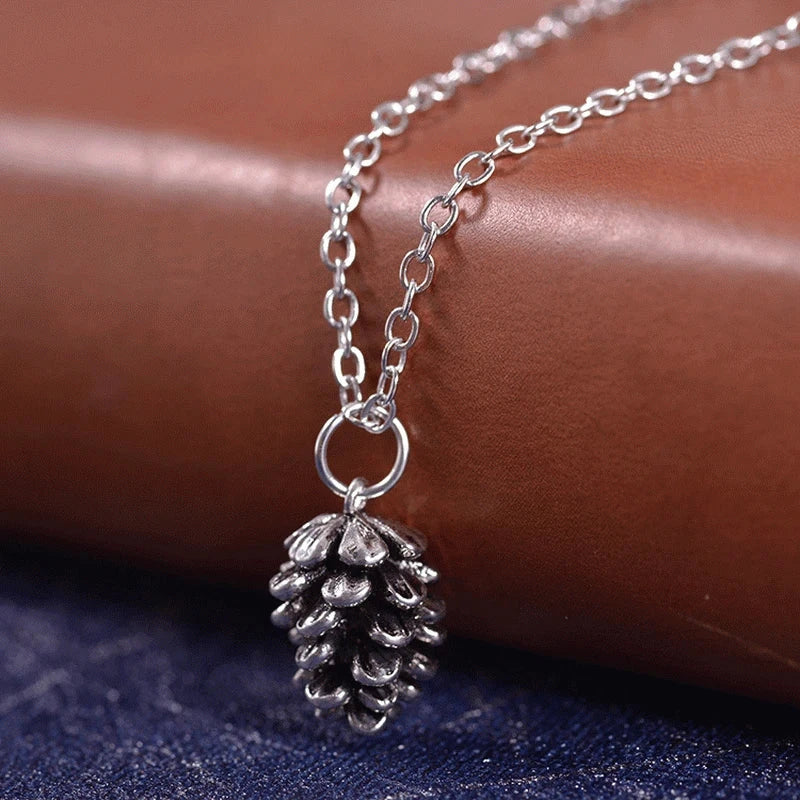 Collar con colgante de piña para mujer plata