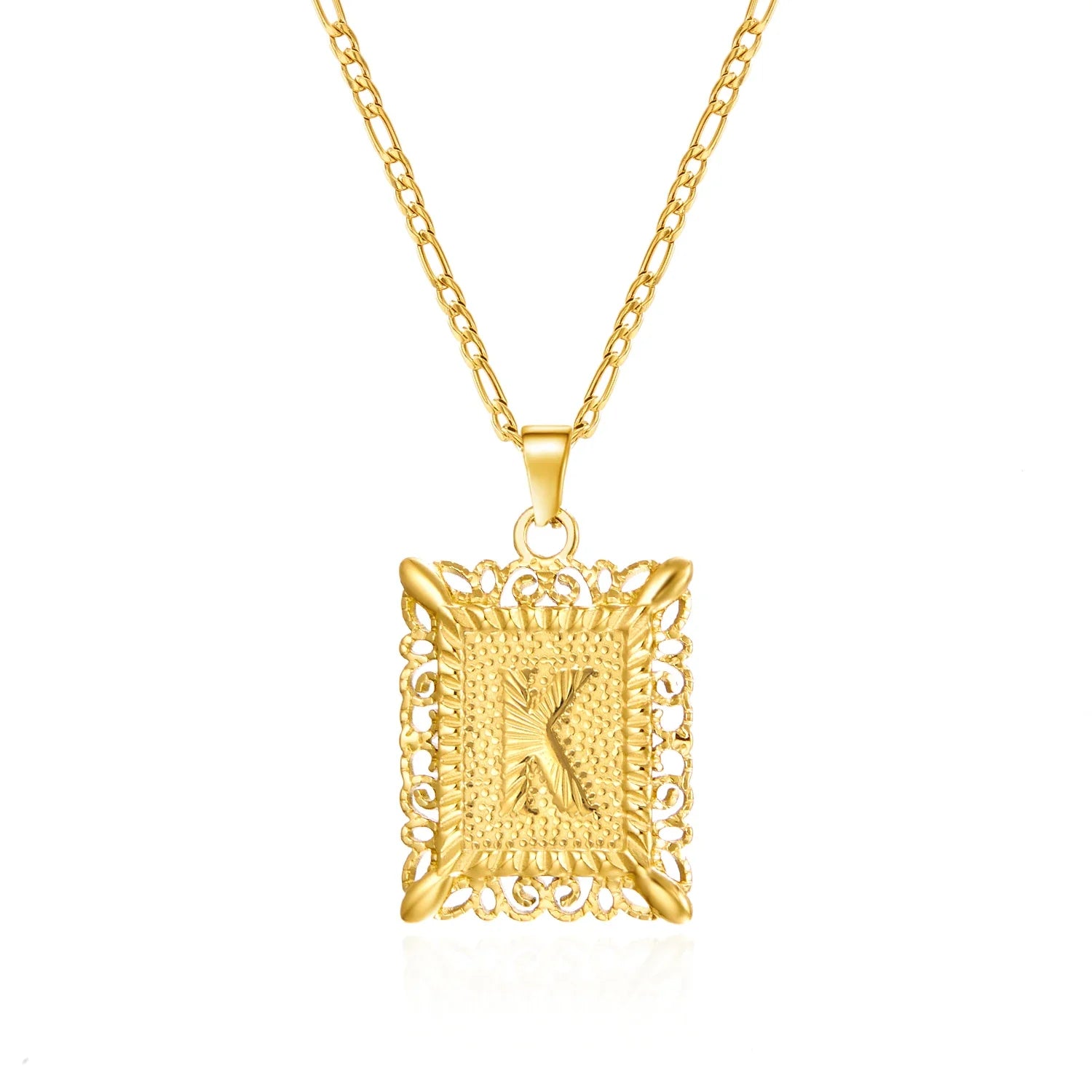 Collar con colgante rectangular con inicial k