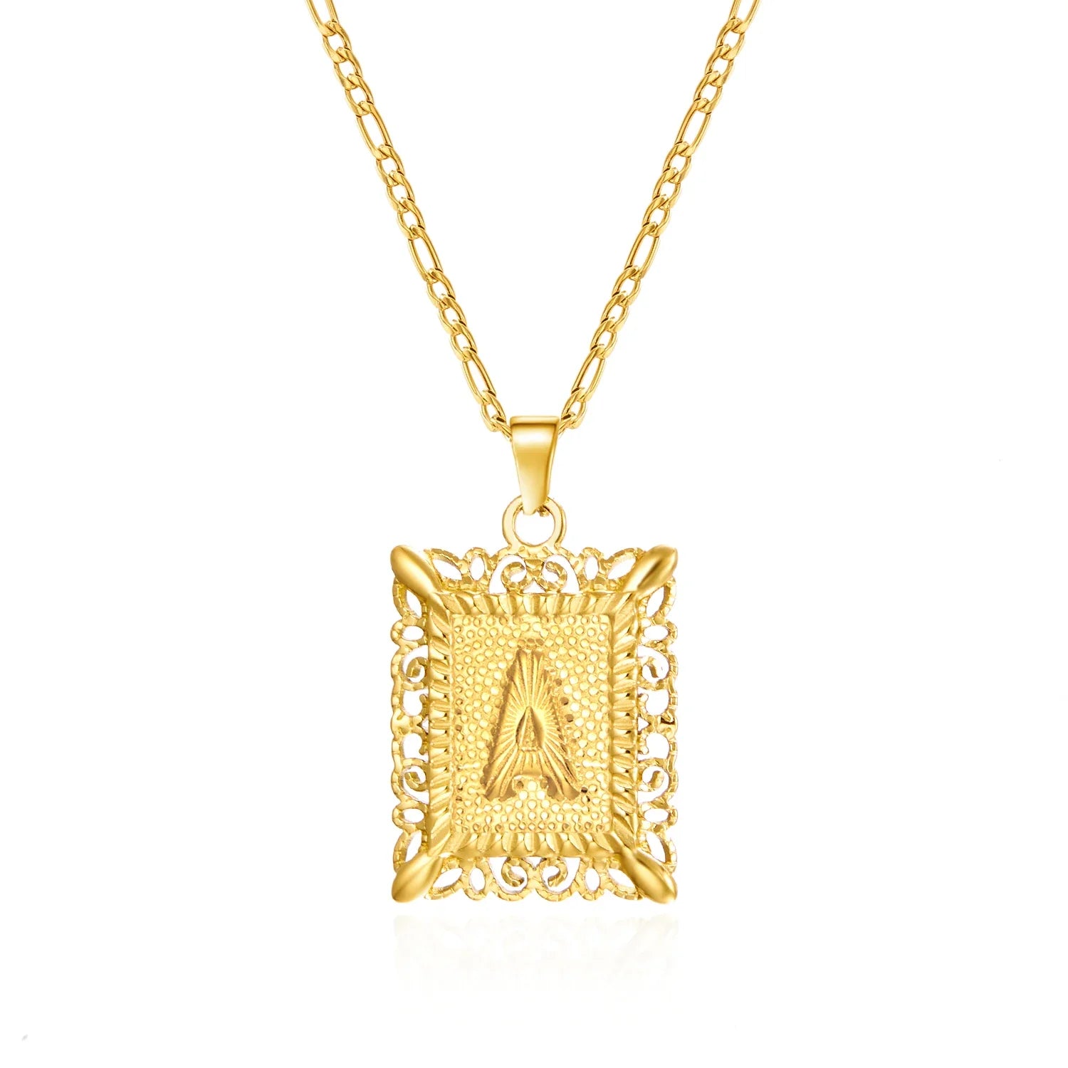 Collar con colgante rectangular con inicial a