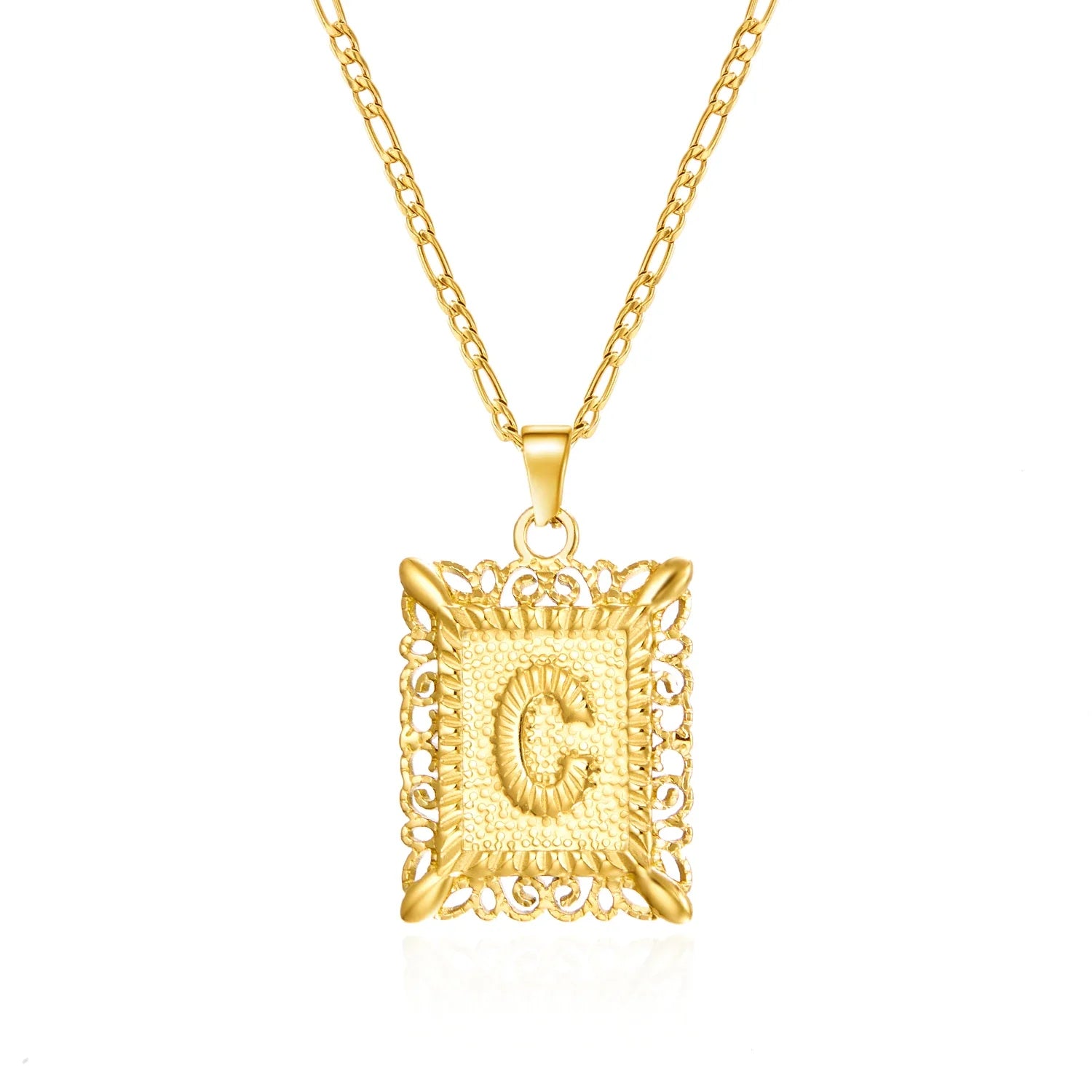 Collar con colgante rectangular con inicial c