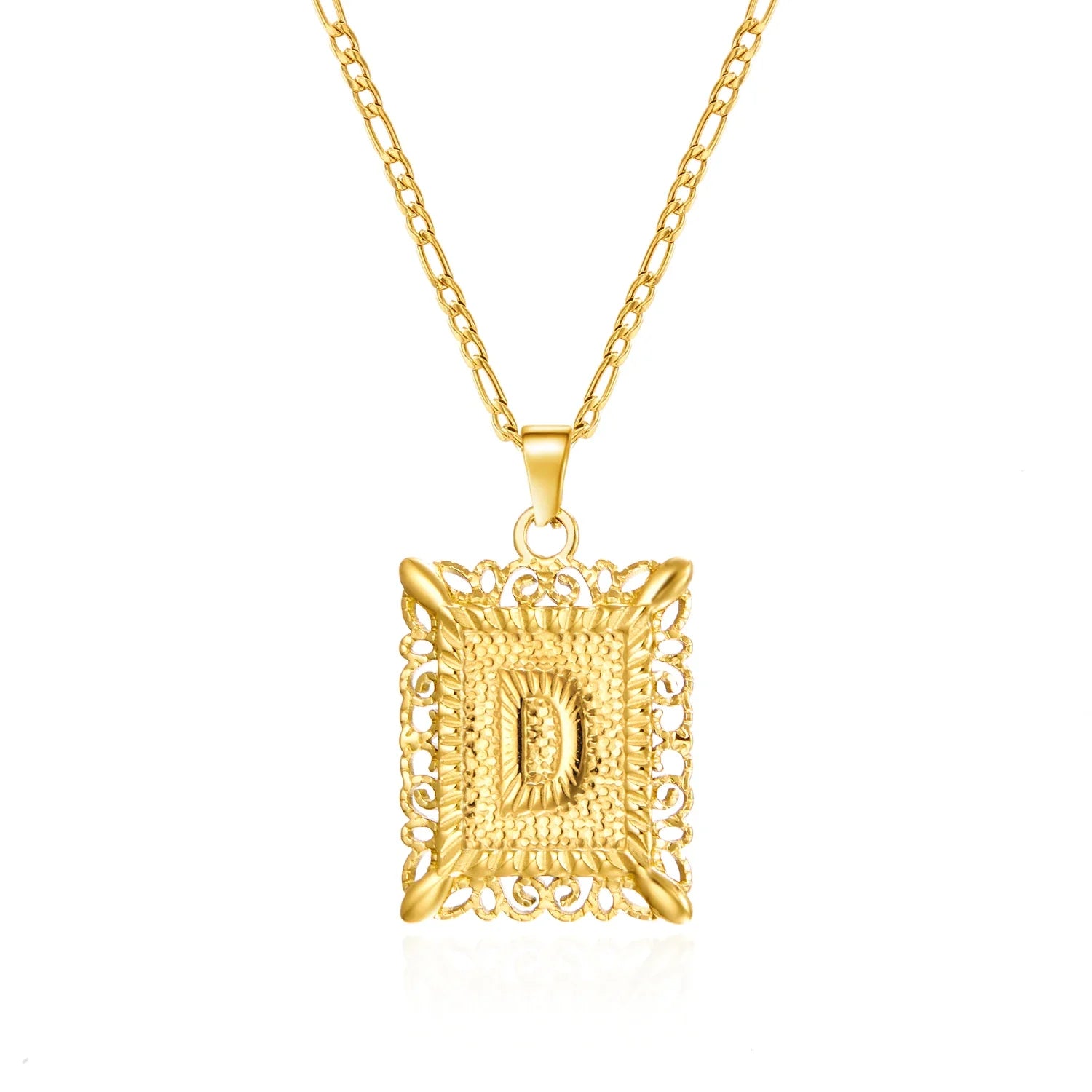 Collar con colgante rectangular con inicial d