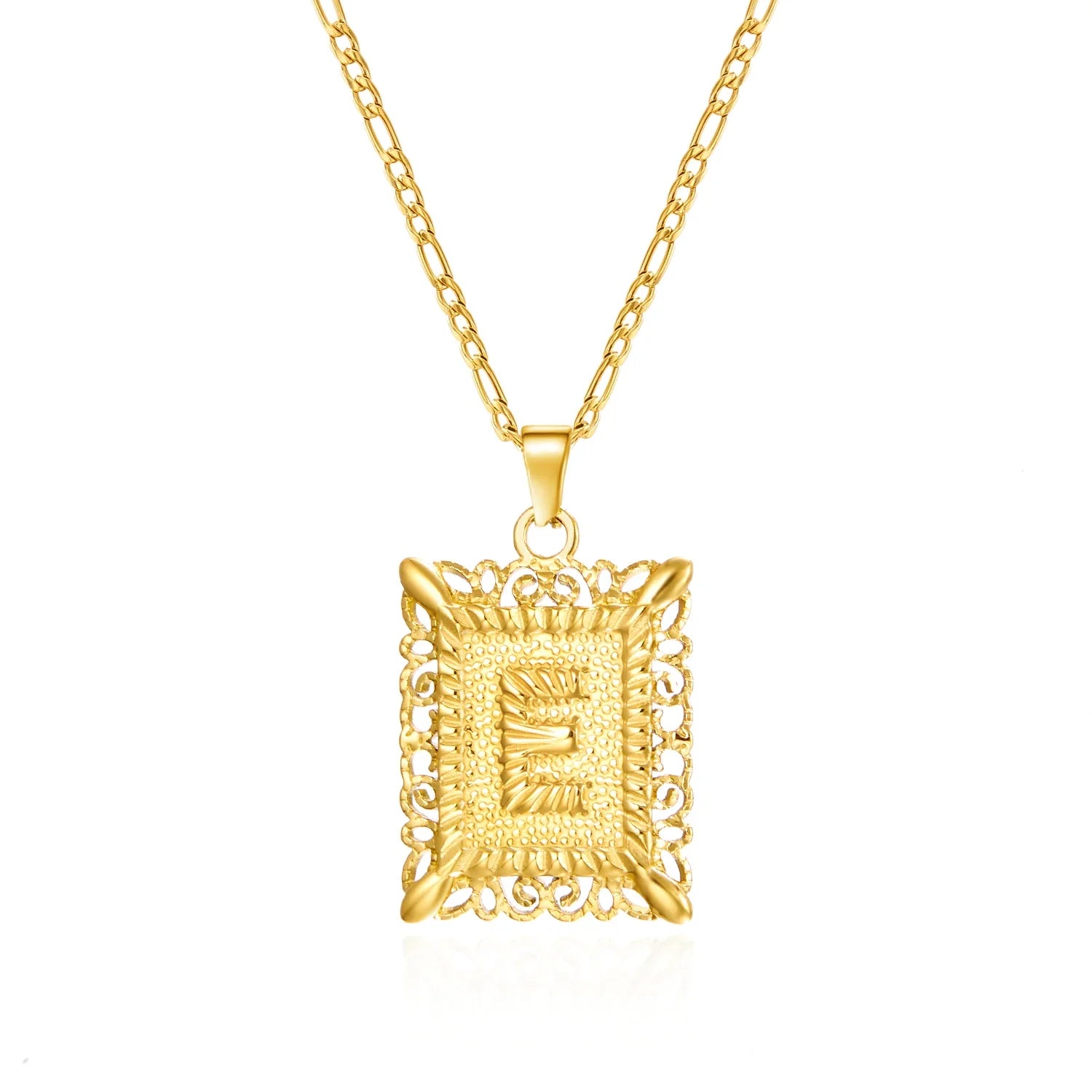 Collar con colgante rectangular con inicial e