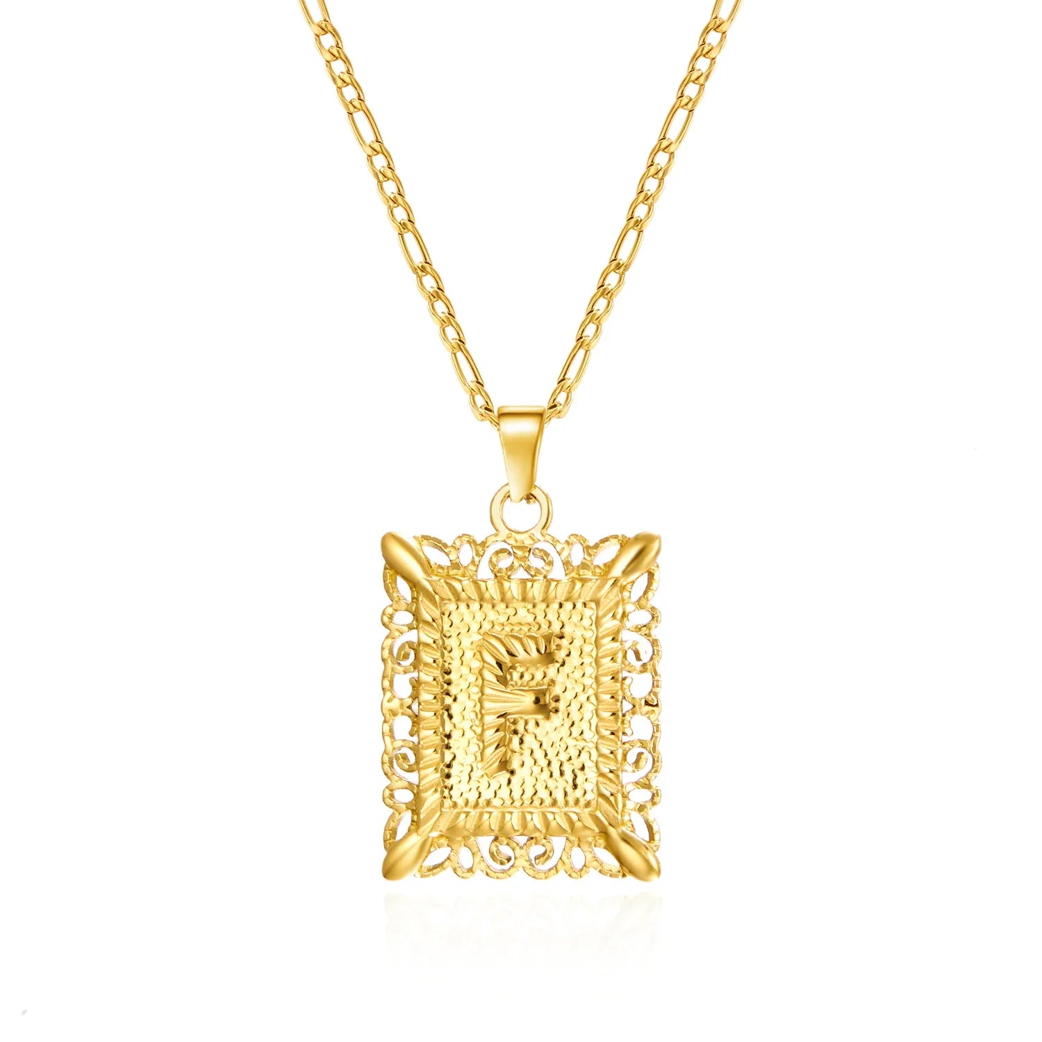 Collar con colgante rectangular con inicial f