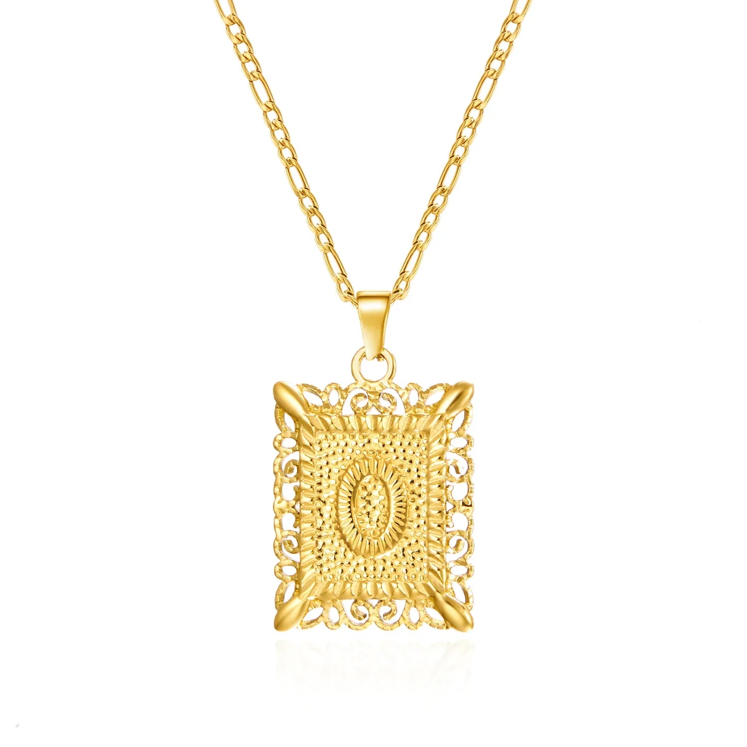 Collar con colgante rectangular con inicial o