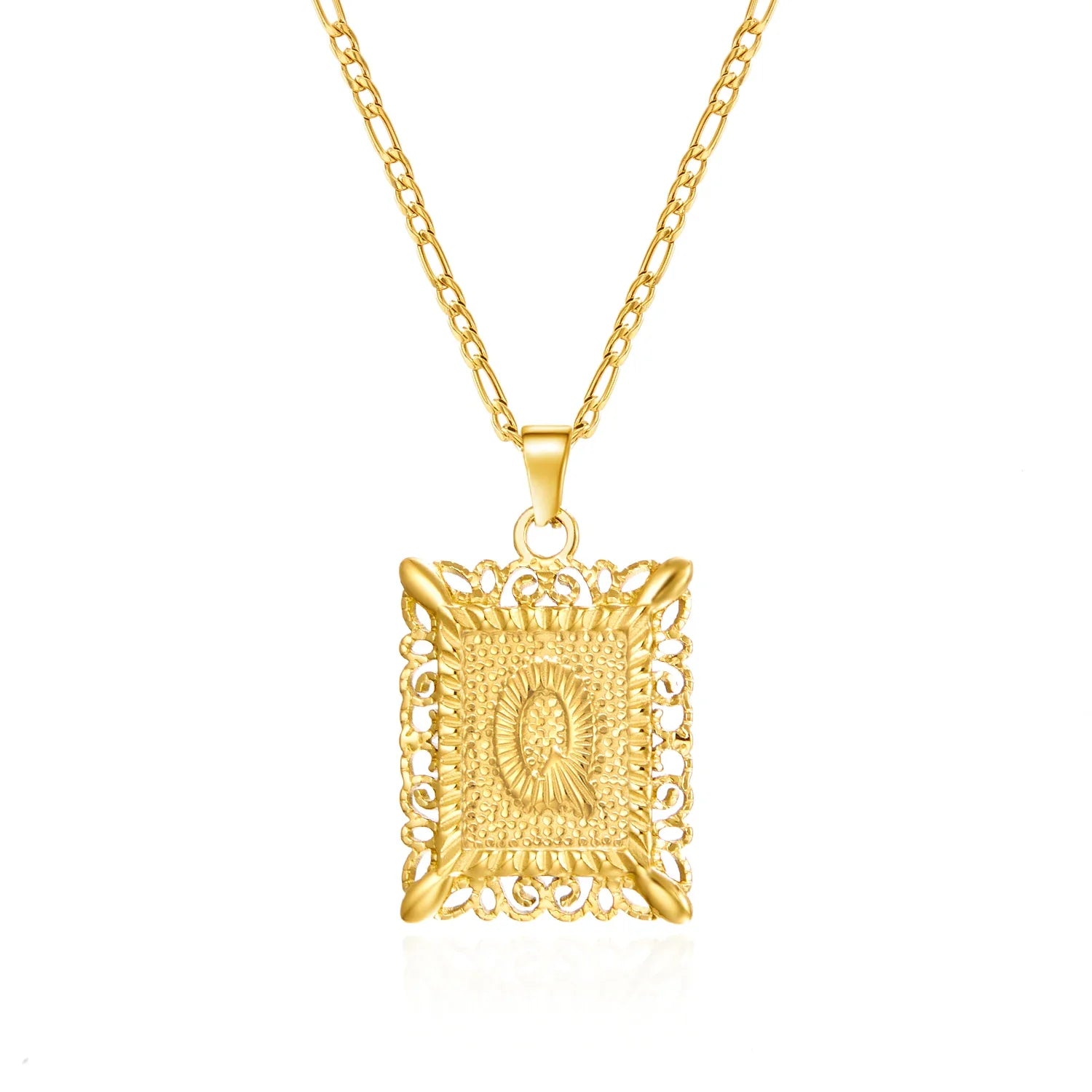 Collar con colgante rectangular con inicial q