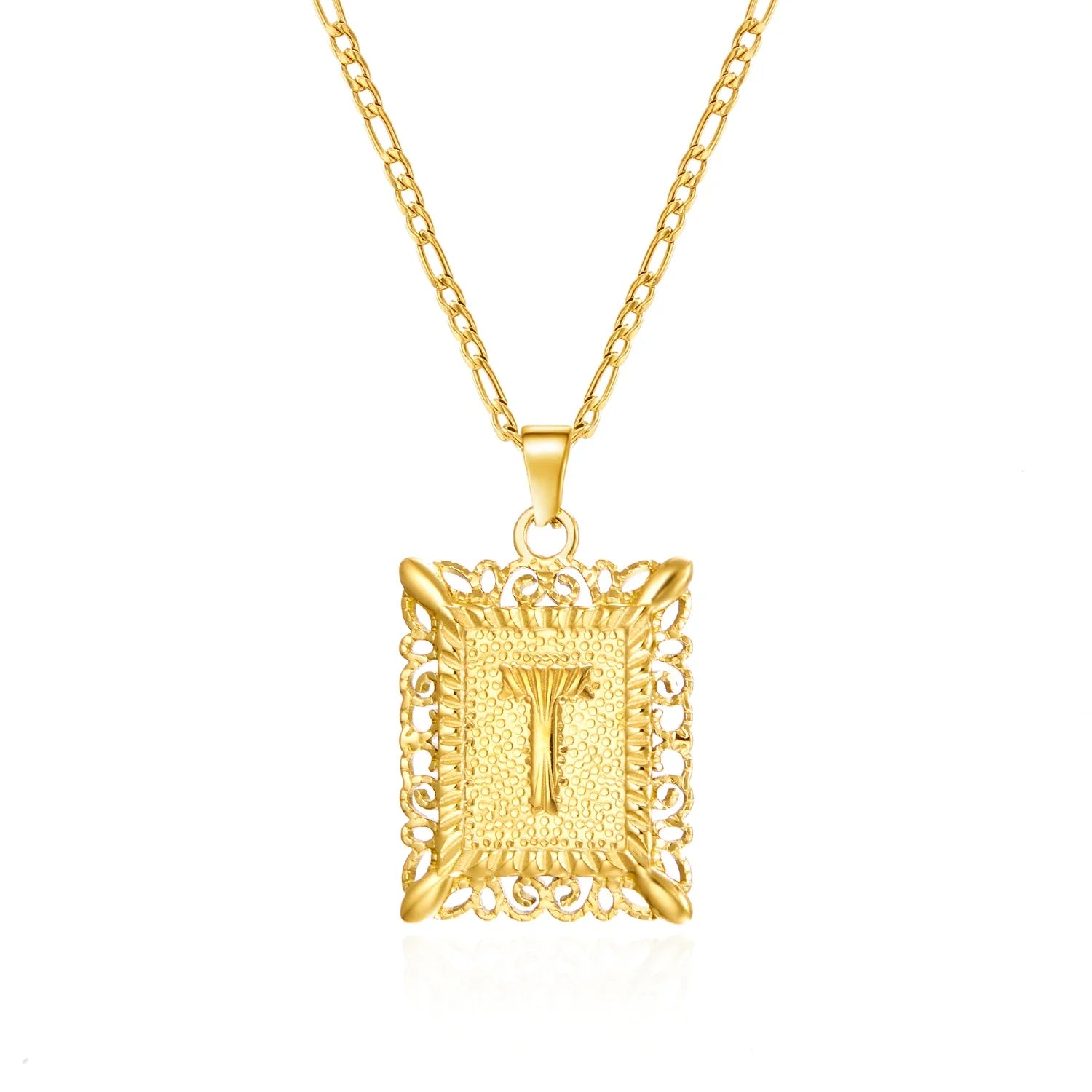 Collar con colgante rectangular con inicial t